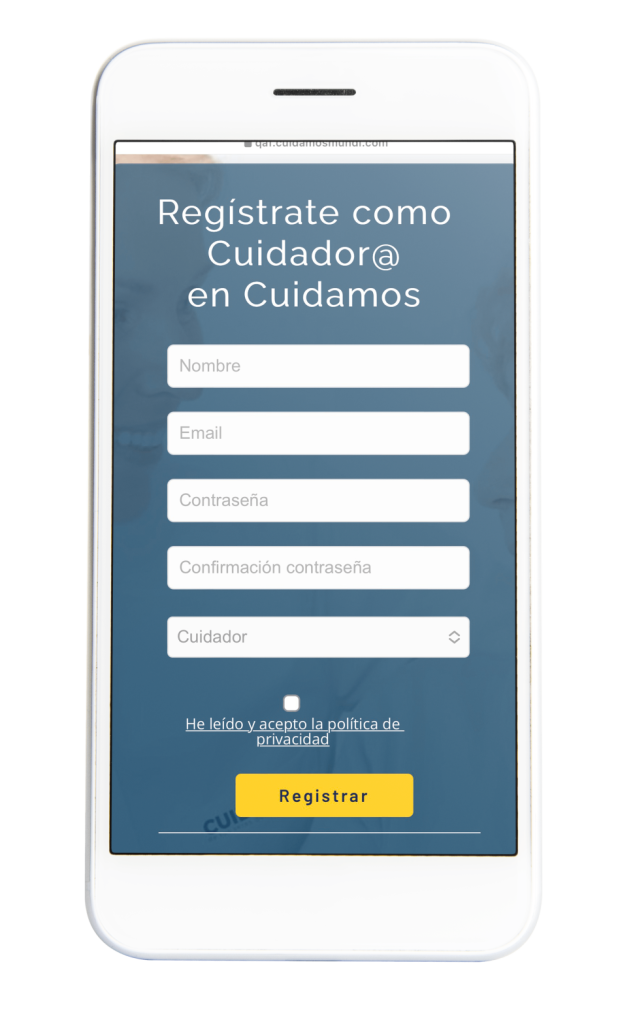 Registro de cuidadores en ayuda a domicilio