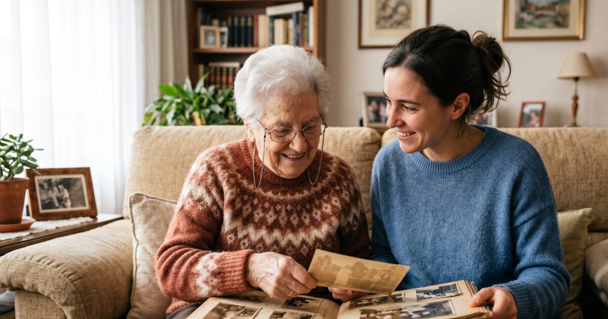 Cuidados a pacientes con Alzheimer: estimulación de memoria con álbum familiar