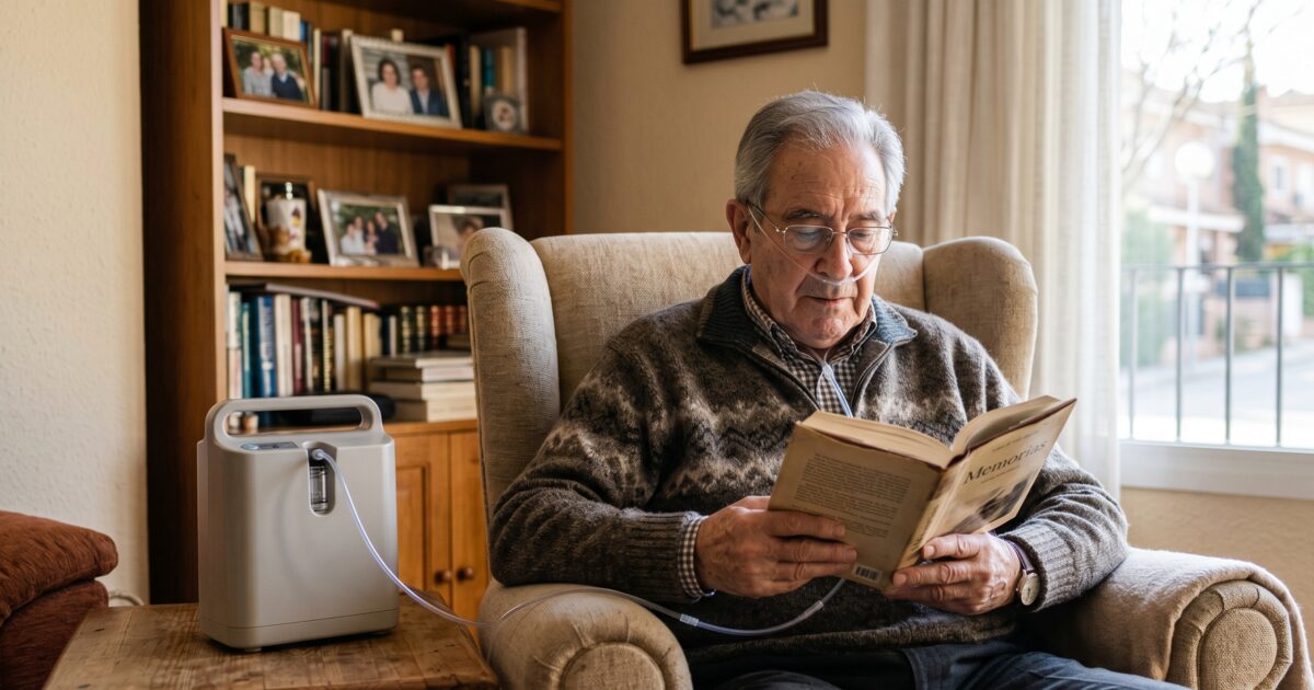 Oxigenoterapia domiciliaria en personas mayores: paciente con cánula nasal de oxígeno